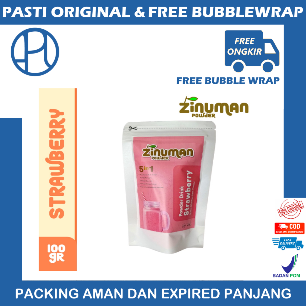 ZINUMAN POWDER RASA STRAWBERRY 500GR