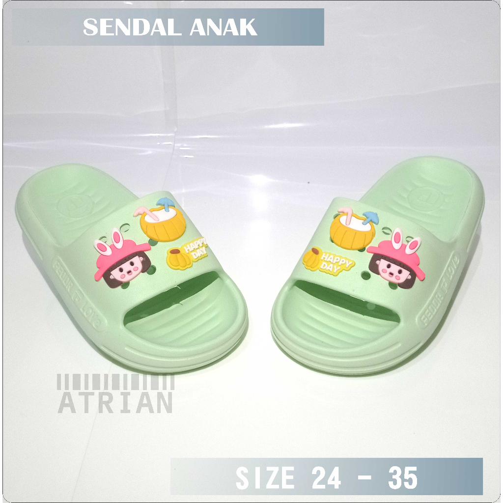 SENDAL SELOP ANAK PEREMPUAN BERMOTIF / SENDAL ANAK PEREMPUAN MOTIF TERBARU