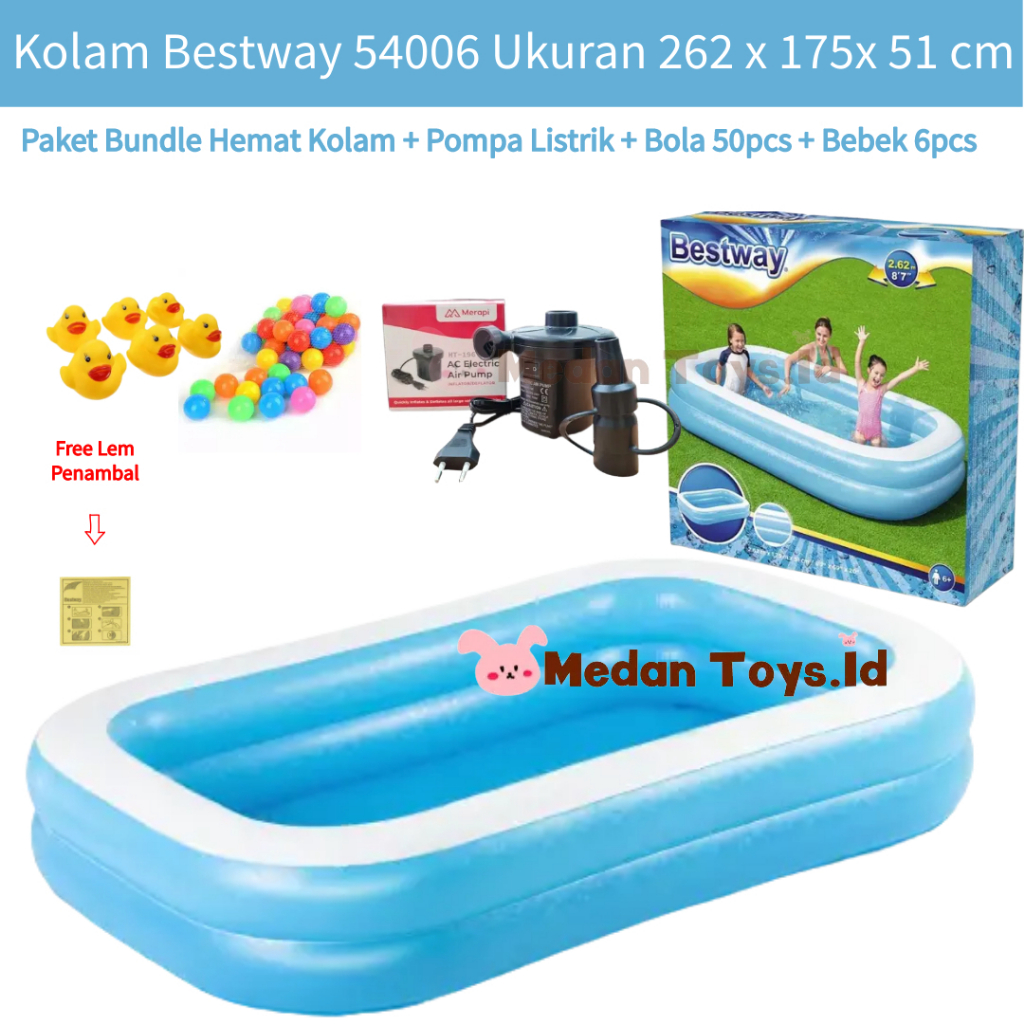 Medan Toys  - Bestway 54006 Kolam Renang Karet Anak Jumbo / Keluarga Besar 262 cm