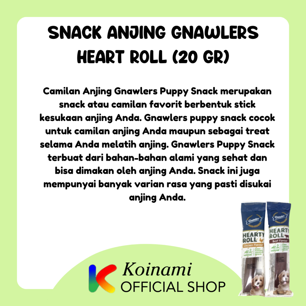 SNACK ANJING HEART ROLL / MAKANAN ANJING GNAWLERS