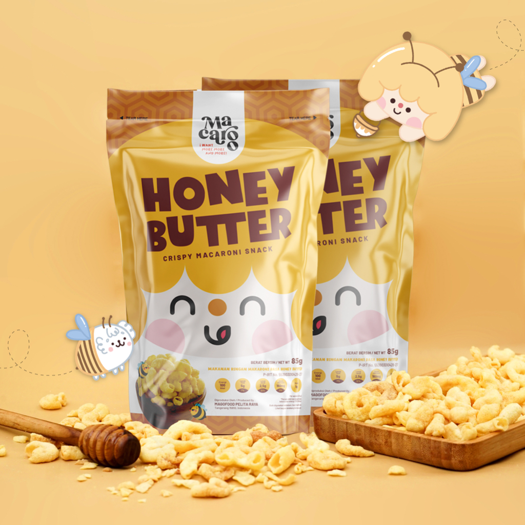 

MACAROO HONEY BUTTER 85g - Cemilan Makaroni rasa Honey Butter