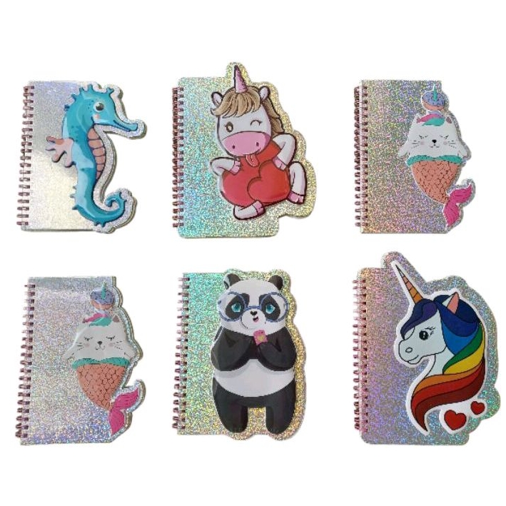 

HJK Notebook Spiral Timbul Hologram Gliter Unicorn, Animal / Diary spiral hologram gliter Unicorn,