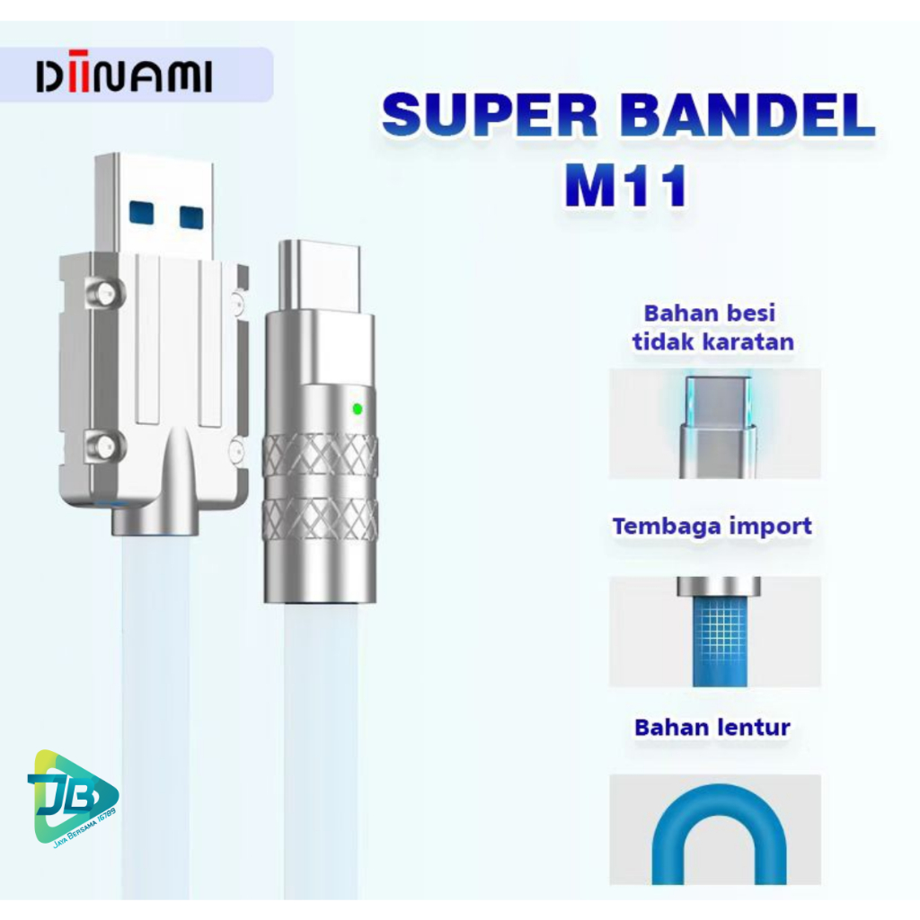 Kabel cable data DIINAMI M11 bahan besi 120W 6 amper super FAST charging &amp; translit data Ready Micro usb , tipe type c &amp; iPhone cocok untuk Android &amp; iOS suport untuk semua hp Samsung , Vivo , XiaoMi , Realme , Infinix  JB8805