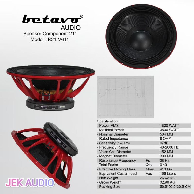 Speaker komponen Betavo B21 V611 Subwoofer 21 Inch