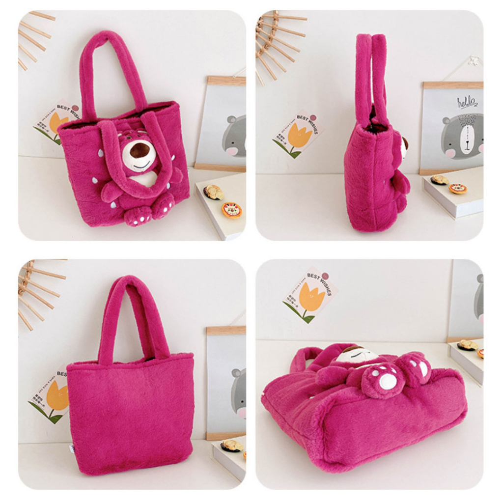 (COD) Tas Bahu Tas Tote Shoulder Bag Fashion Motif Kartun Karakter Hewan Warna Fanta Beruang Anak &amp; Dewasa