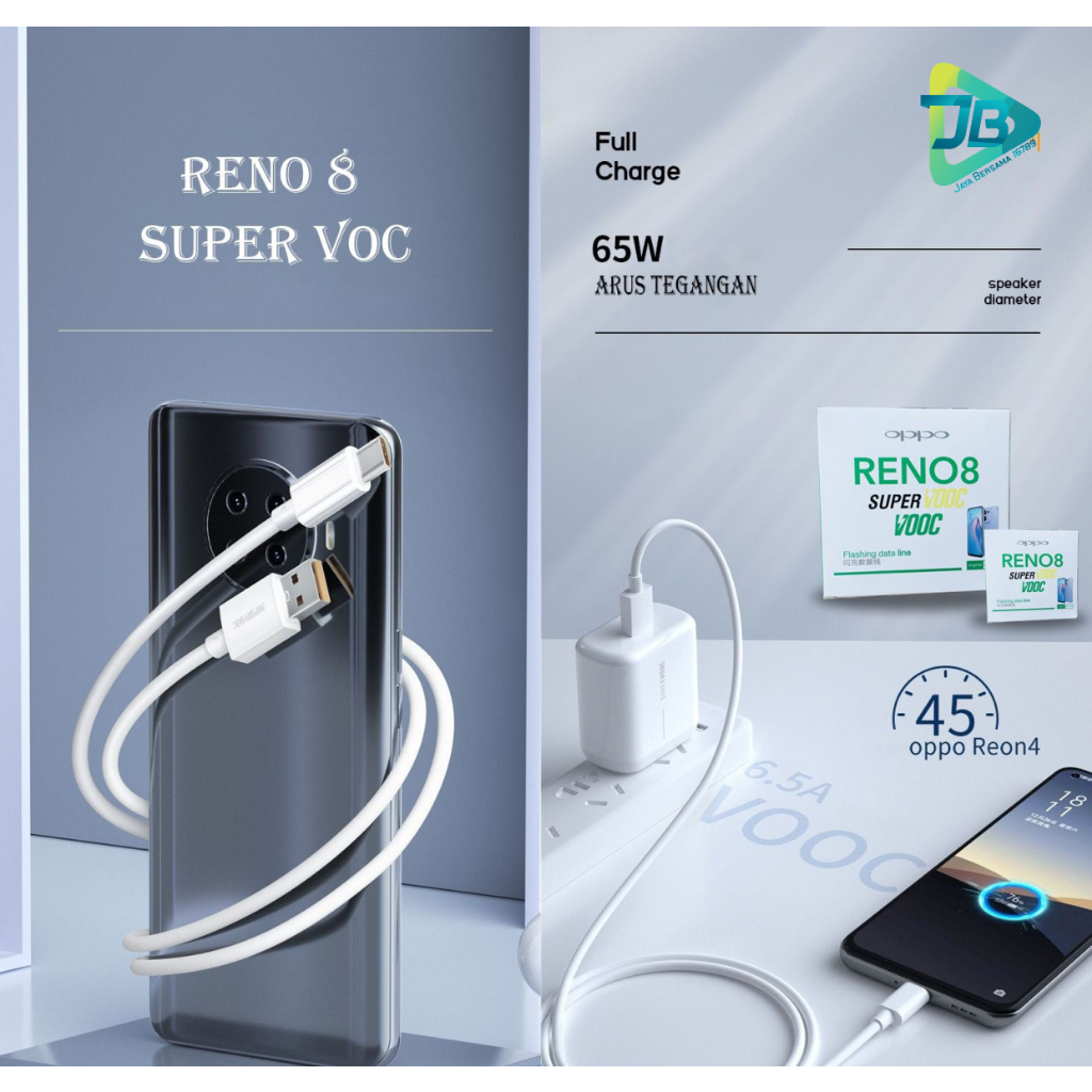 Kabel cable data original 100% OPPO RENO 8 SUPER VOOC pengisian  super cepat FOR oppo RENO 8 8Z RENO 8T RENO 7 7pro 6 5 5pro 4 4f 3 3pro 2 2f a17 a17k a57 2022 a78 a96 a5 2020 a9 2020 JB8806