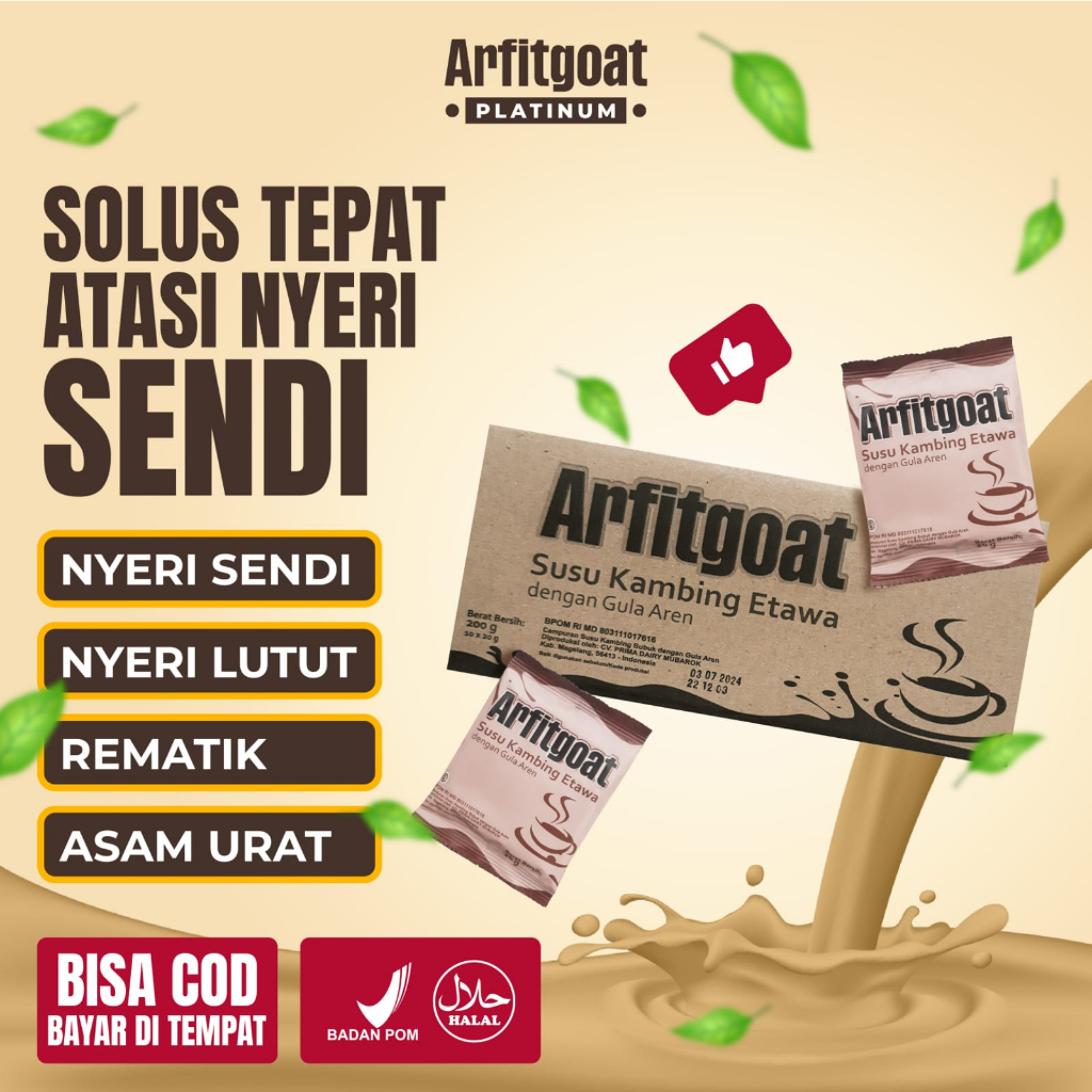 

Susu Etawa Rasa Gula Aren Arfitgoat Untuk Membantu Asam Urat, Nyeri Sendi BPOM