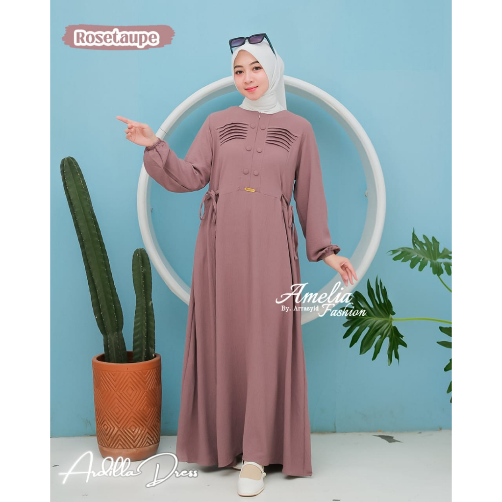 Gamis cringkle ARDILA by amelia dress wanita terbaru kekinian