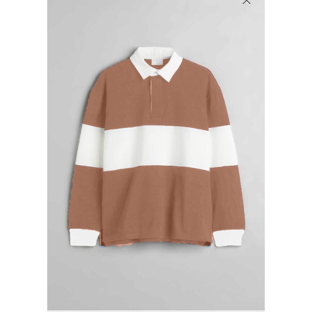 Sweatshirt Kaos Polo Pria dan Wanita Kaos Oversize Rugby Shirt-Milo White