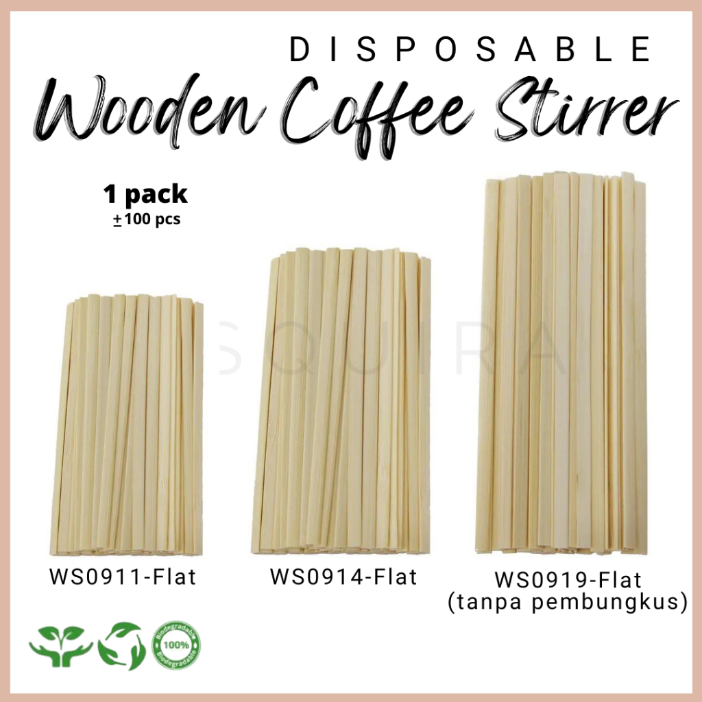 Wooden Coffee Stirrers / Kayu Pengaduk Kopi 14 Cm / 100 Pcs / WS0914