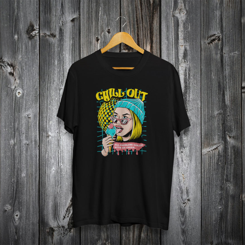 HipNop CHILL OUT KAOS PRIA COTTON COMBED 30S REGULER FIT LENGAN PENDEK KAOS OBLONG REGULER