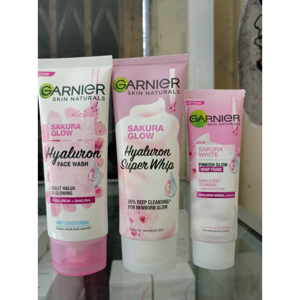 (Pembersih Wajah) Garnier Sakura White Hyaluron Cleanser Pinkish Glow Foam/Whip Facial Wash 100ml / 50ml - Pink Sabun Pencuci Wajah Cuci Muka Cleanser Face Wash