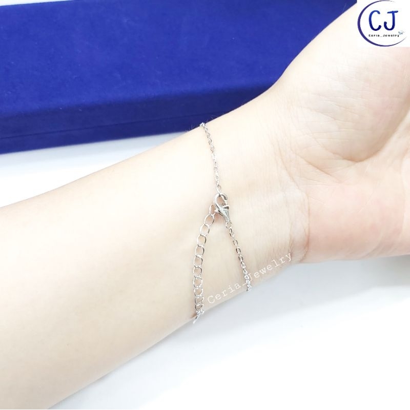 Gelang VanCleef/Clover Perak Asli Silver 925 Lapis Emas Putih Model VanCleef Putih  - Gelang Anti Karat