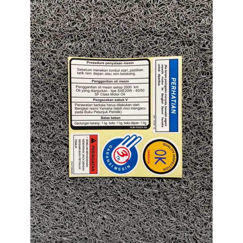 Sticker Warning Mio Sporty/Garnis/Smile Set sticker Bacaan Yamaha Sticker Warning yamaha mio sporty 
