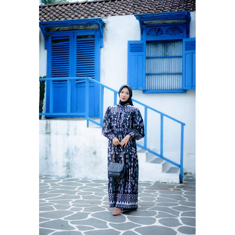 Louise Set Black / Gamis Wanita / Kemeja Ayah / Gamis Anak / Silk Dior