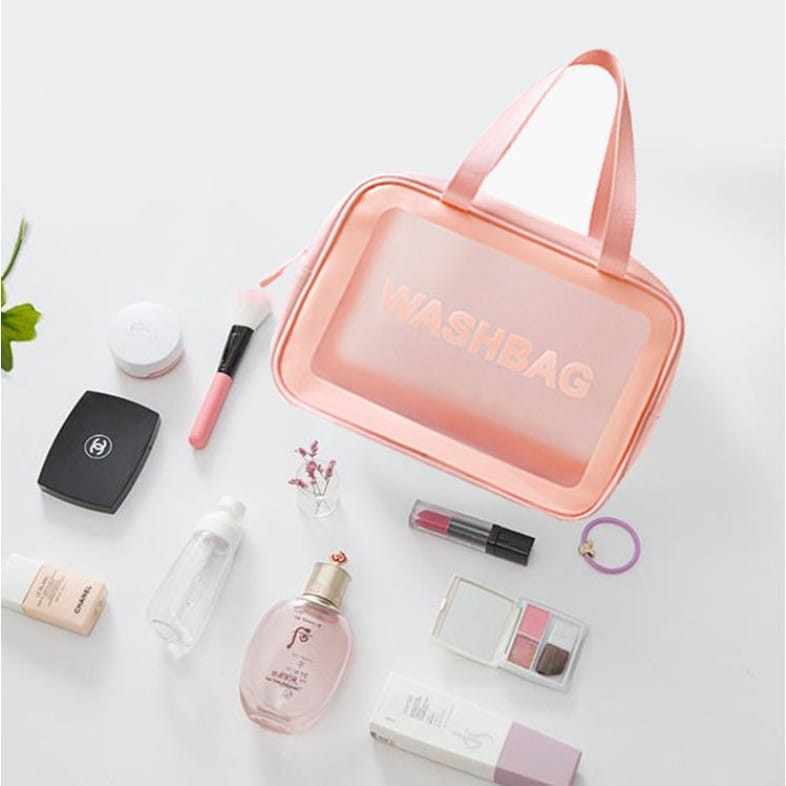 SS Tas Kosmetik Washbag Toiletry - Pouch Make-Up Travel Transparan Waterproof / Wash bag Organizer