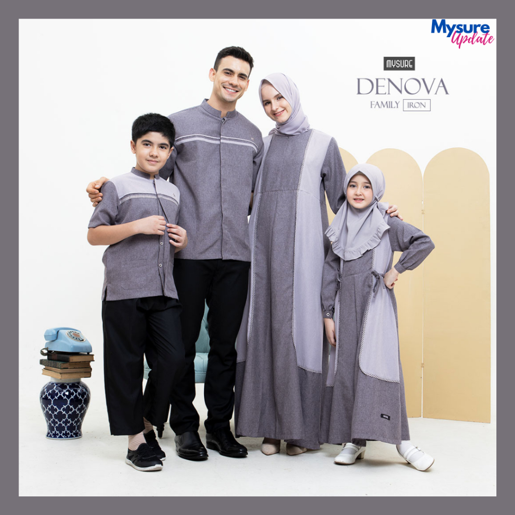Mysure Sarimbit DENOVA Keluarga Muslimah Gamis Dress Koko Dewasa dan Anak Laki-laki Perempuan 2022 W
