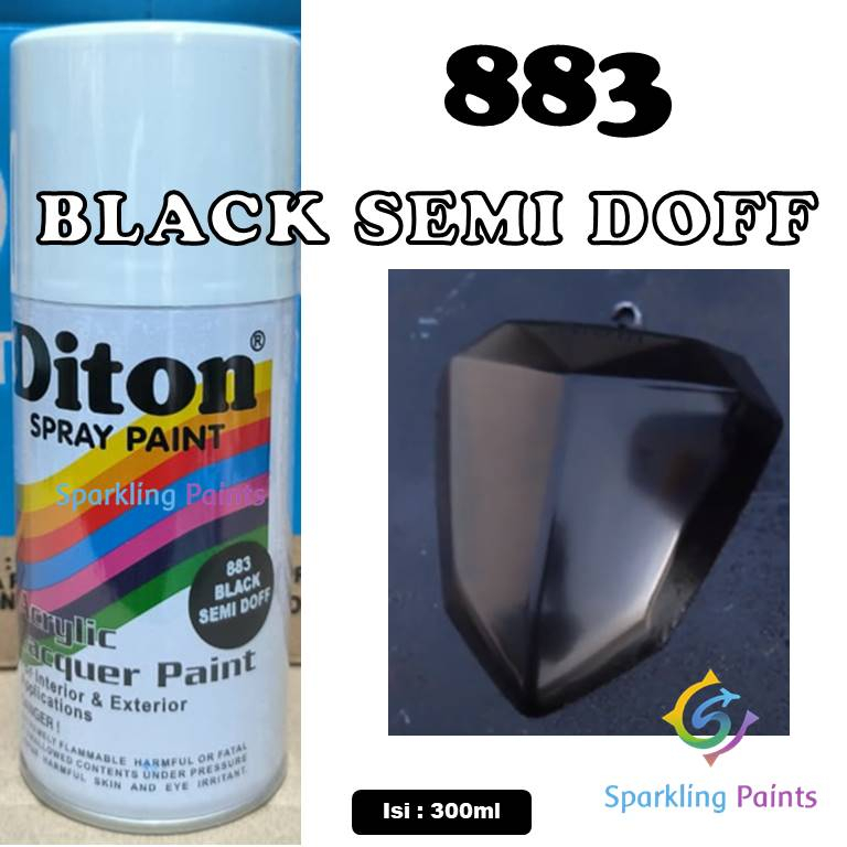 Pilox Diton Black Semi Doff 883 300ml Warna Hitam Semi Dof Dop Netral Biasa Sepeda Motor Mobil