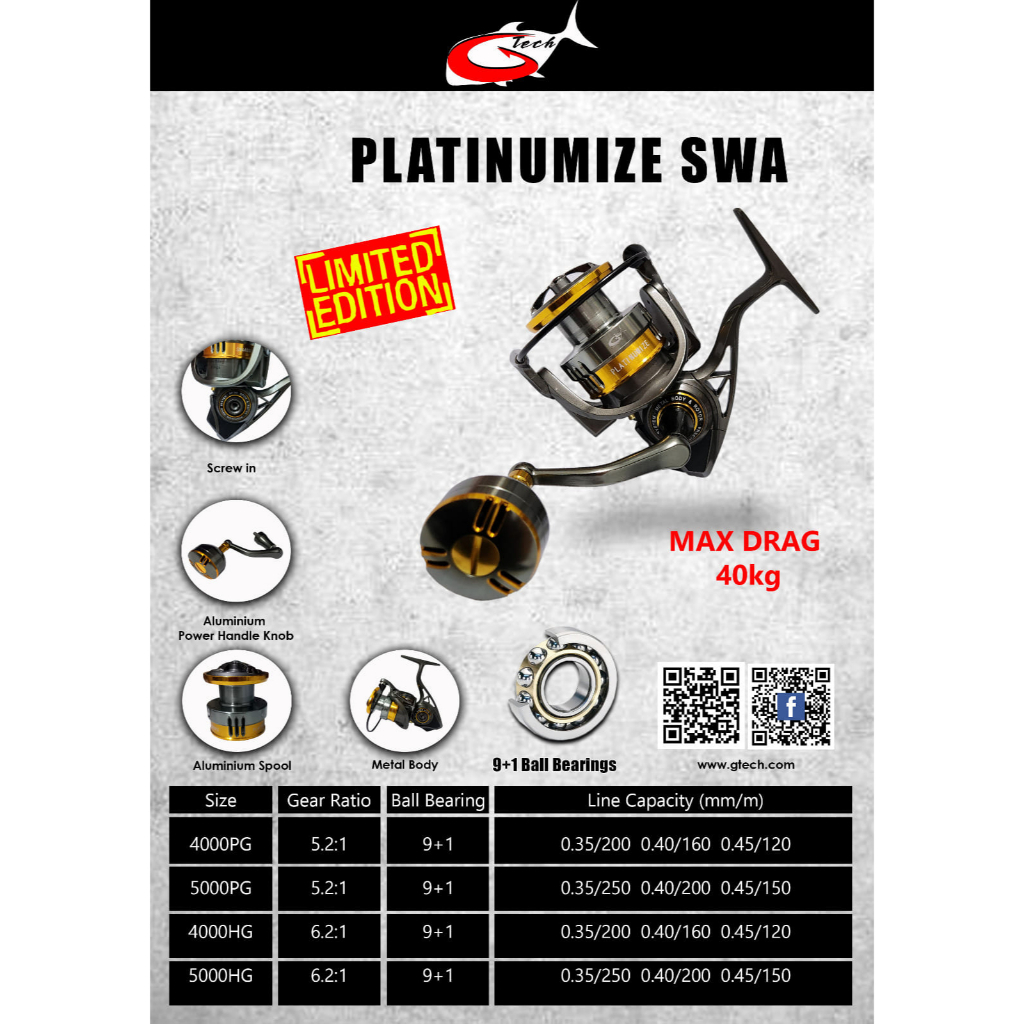 Reel SPINNING GTECH PLATINUMIZE SWA