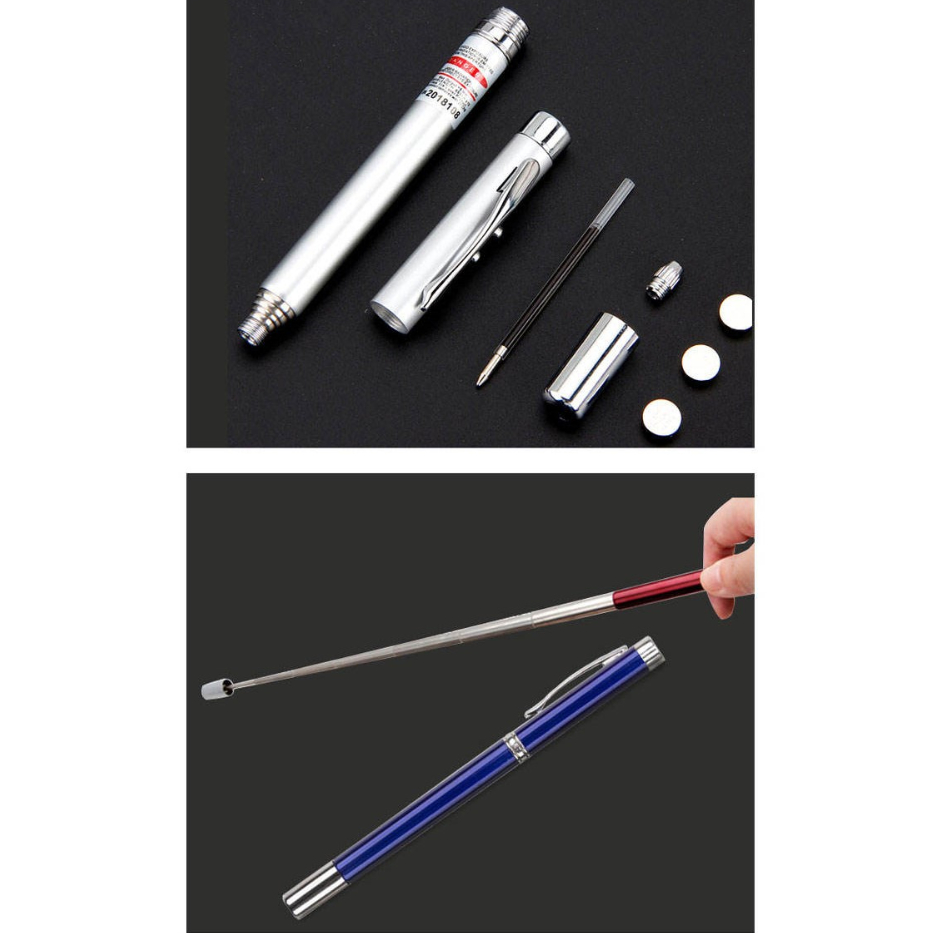 Pulpen Multifungsi 5 in 1 Pen Laser Pointer Telescopic LED Magnetic Bolpen Portable Serbaguna Perlengkapan Kantor