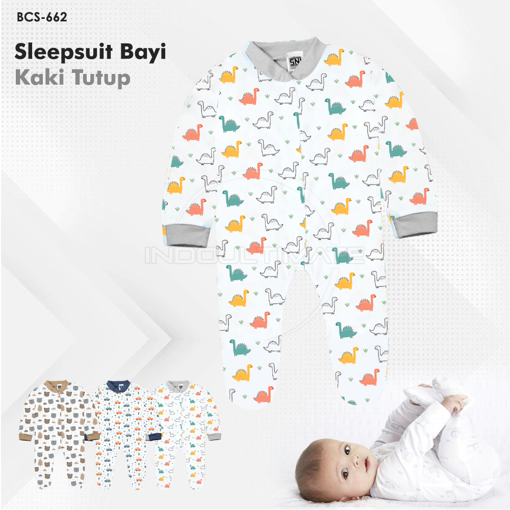 Diskon 7.7 1 Pcs Sleepsuit BCS-662 Jumpsuit Panjang Kaki Tutup Piyama Newborn Full Print Jumper Bayi Baju Panjang Bayi Katun Model Terbaru 2023 Baju Tidur Panjang Kaki Tutup Murah Kualitas Terbaik