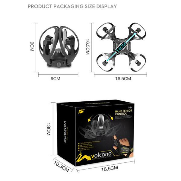 Mainan Drone Gerakan Tangan Quadcopter RC Sensor Gerakan 2.4GHz Dapat Dilipat Lampu LED