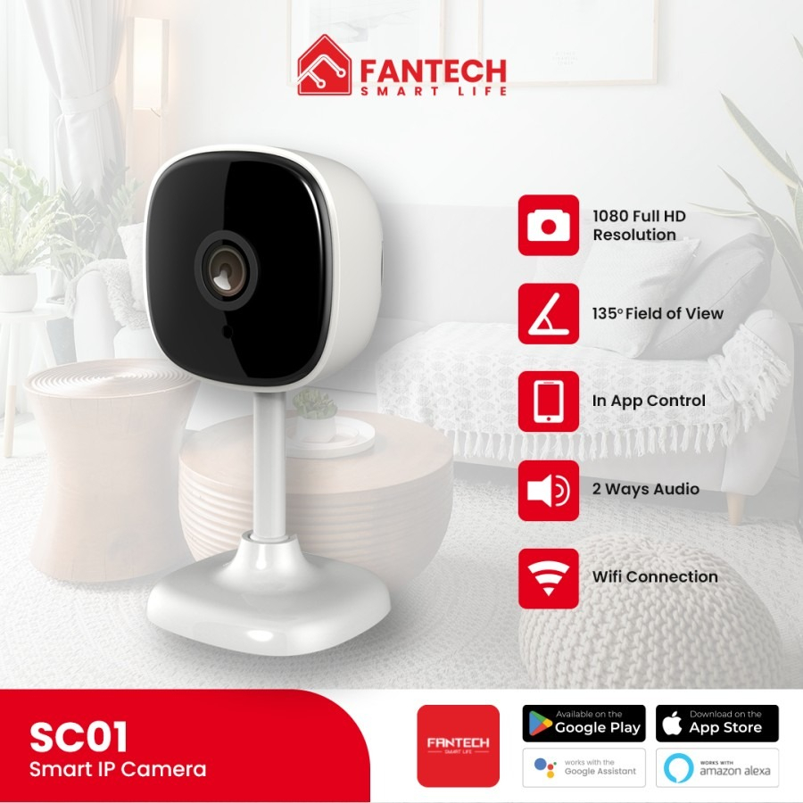 Fantech SC01 Smart Life IP Camera Smart CCTV Indoor Kamera Audio Full HD 1080p Wifi Dalam Ruangan STC Garansi Resmi 1 Tahun Bardi