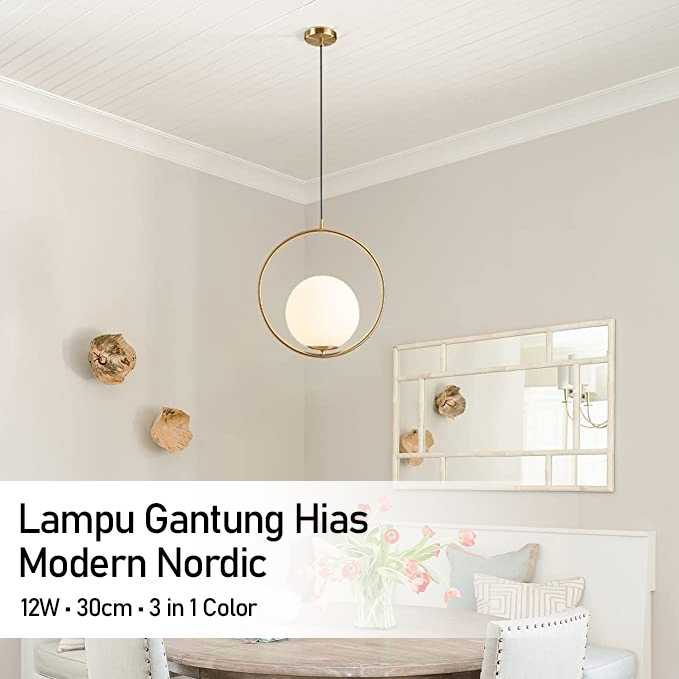 Lampu Gantung Hias Modern Nordic Chandelier 12W 30cm 3 in 1 Color Lampu Dekorasi Unik Desain Interior Menarik