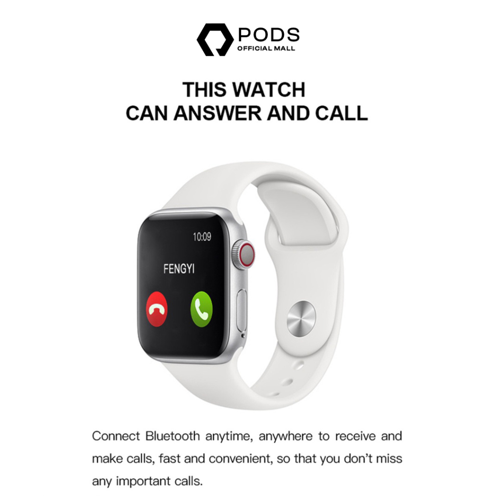 The Watch Series 5 Bluetooth Smartwatch Full Touch Screen Phone Call IP68 Waterproof - Custom Watch Face, Body Temperature, Sports Mode by Pods Indonesia