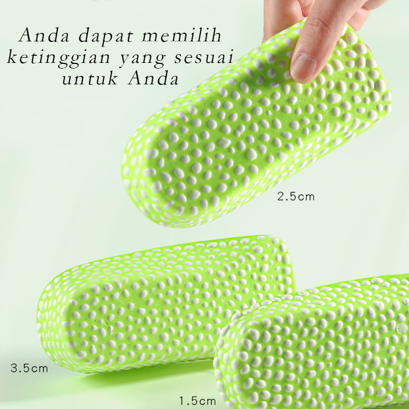 Sol Wanita Dan Pria Sol Anti Selip Penambah Tinggi Badan Yang Nyaman Dan Anti Selip Sol Hijau Ukuran 1,5 Cm, 2,5 Cm, Dan 3,5 Cm