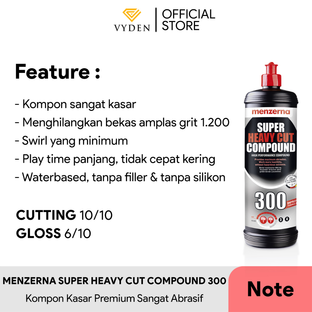 Menzerna Super Heavy Cut Compound 300 1000ml ORIGINAL Kompon Kasar High Cut MURAH
