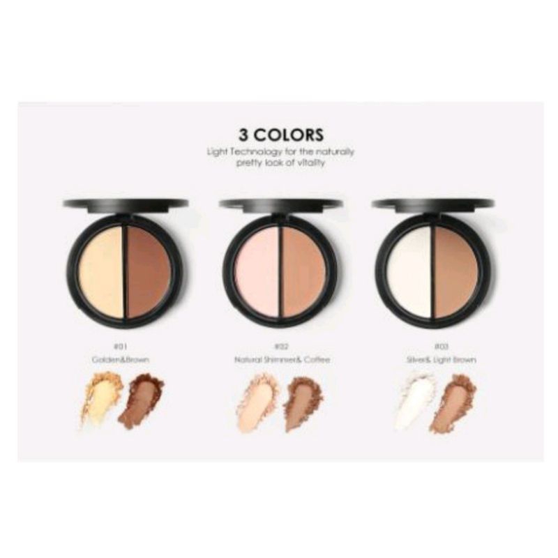 FOCALLURE Highlighter dan Contour powder pallete FA-05 BPOM berkualitas