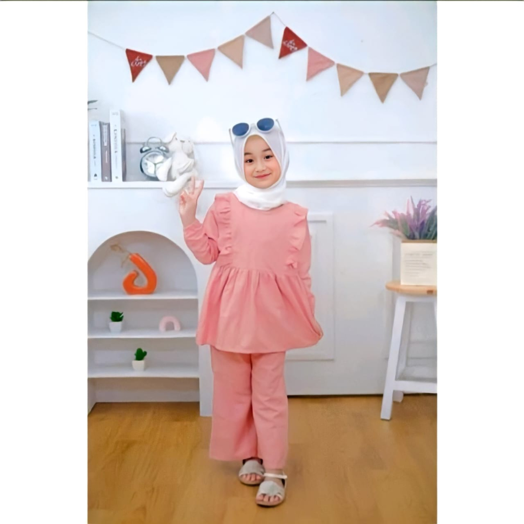 Rana set kids Stelan anak perempuan bahan katun linen stean pre celana anak perempuan