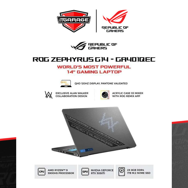 Asus Rog Zephyrus G14 GA401QEC-AW|R9-5900HS/16G/1TB/RTX3050Ti-4G