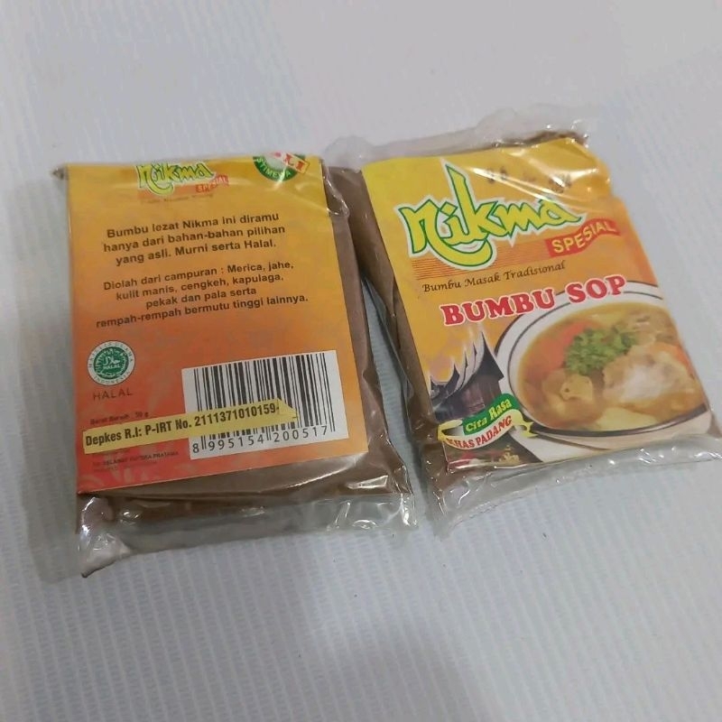 

Bumbu SOP Nikma Spesial 50 Gram Cita Rasa Khas Padang