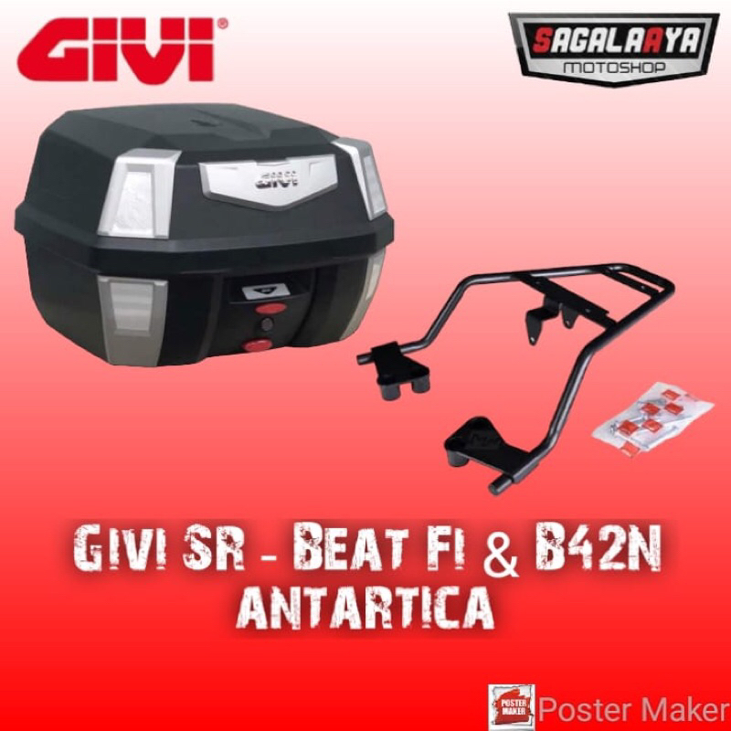 Paket Bracket dan Box Givi SR Honda Beat Fi  Box Givi B42N Antartica