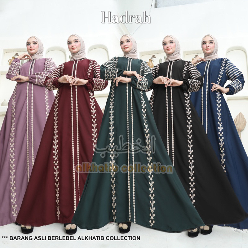 ABAYA ORI HADRAH BORDIR FURSAN SAUDI IMPORT CRYSTAL CREPE ALKHATIB COLLECTION COUPLE DEWASA S M L XL