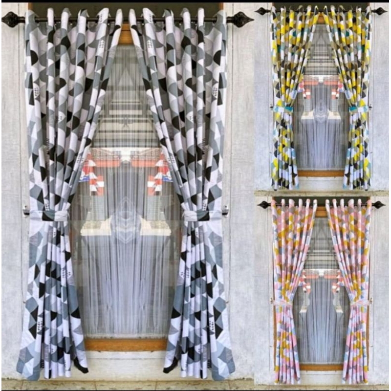 gorden motif kotak kotak gorden jendela gorden minimalis gorden murah gorden jendela pendek