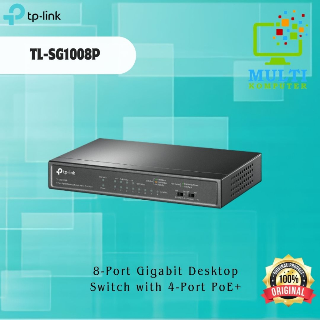 TP-Link TL-SG1008P 8 Gigabit RJ45 ports including 4 PoE ports, 53W PoE