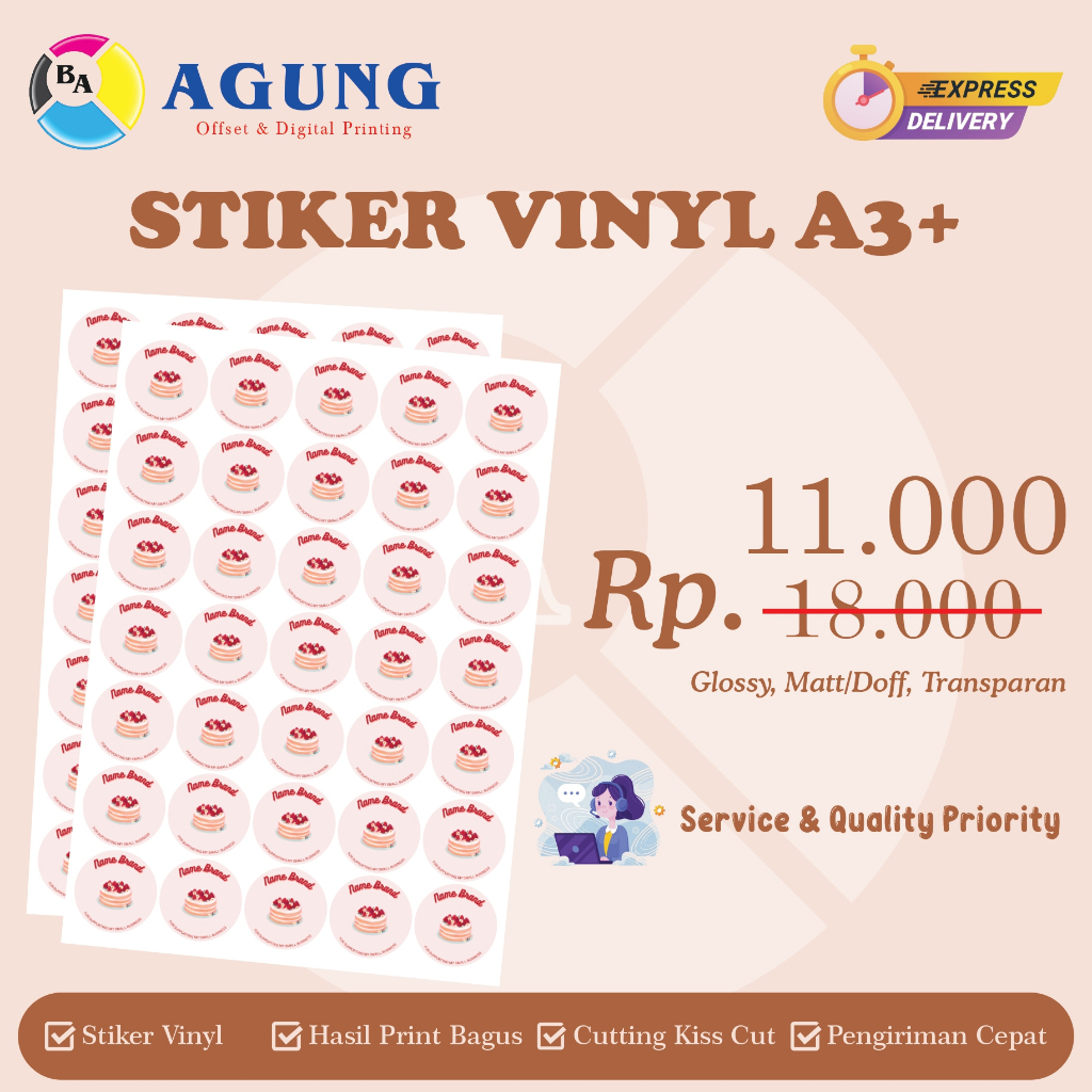 

Cetak Stiker Label Vinyl A3+ & Kiss Cut