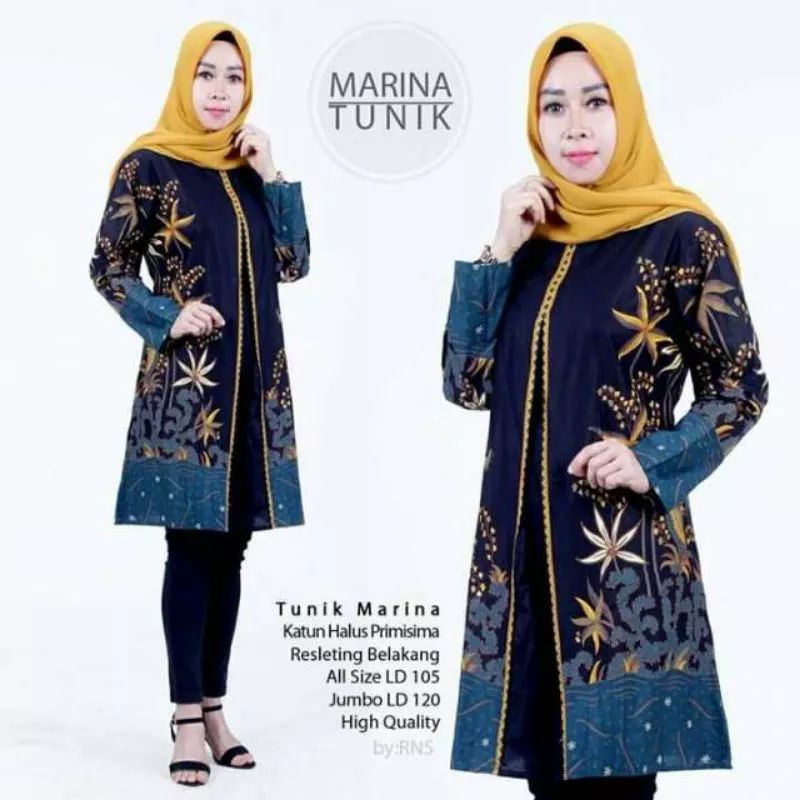 Atasan Tunik Batik Wanita Terbaru Jumbo Ld 120 - Tunik Batik Kekinian COD