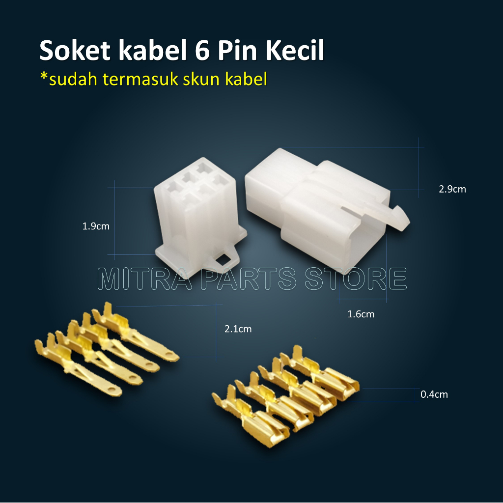 Soket Socket Konektor Kabel 6 Pin KECIL 5 SET Lengkap dengan Skun Kabel untuk Motor dan Mobil