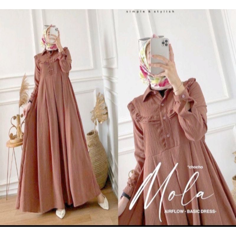 GAMIS MOLA DRES GAMIS BAHAN CRINGKLE AIR FLOW PREMIUM