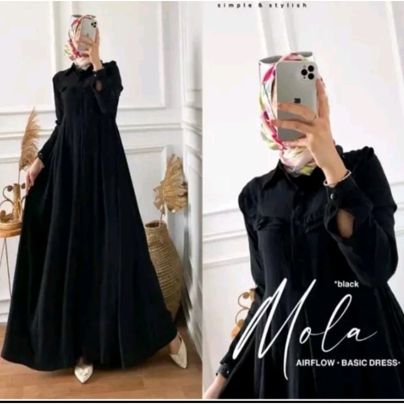 GAMIS MOLA DRES GAMIS BAHAN CRINGKLE AIR FLOW PREMIUM