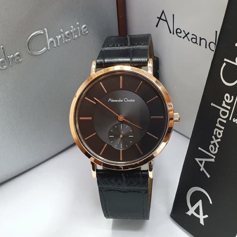 JAM TANGAN WANITA/ PRIA ALEXANDRE CHRISTIE AC 8575 hitam rosegold ORIGINAL