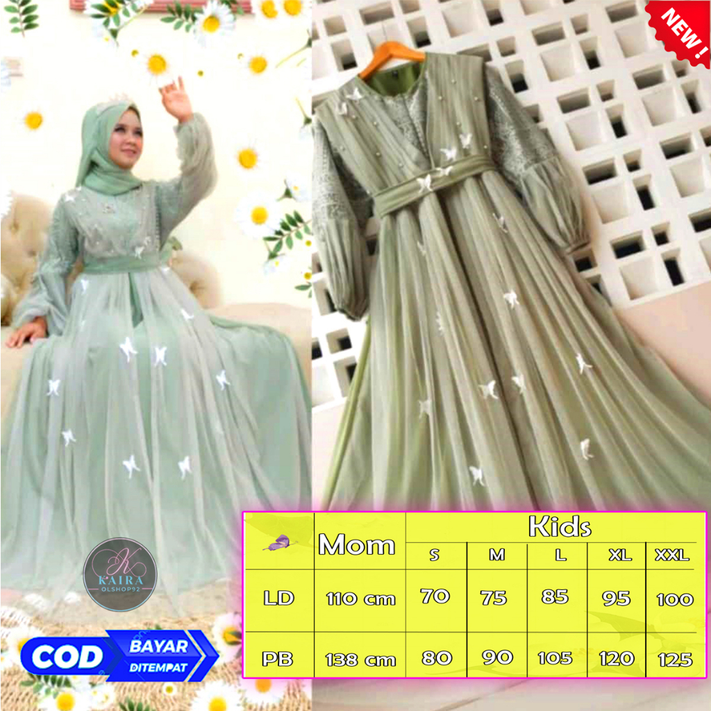 Butterfly Dress gamis Couple terbaru Matt ceruty Mix Tile Mix malika Cod