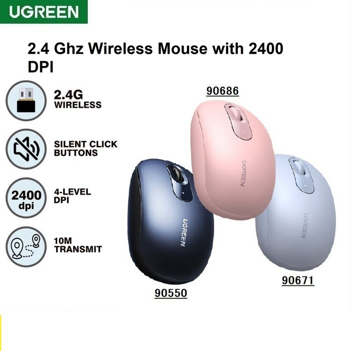 UGREEN Mouse 2.4 Ghz Wireless - Mouse With 2400 DPI - 90550 / 90671 / 90686 ORIGINAL