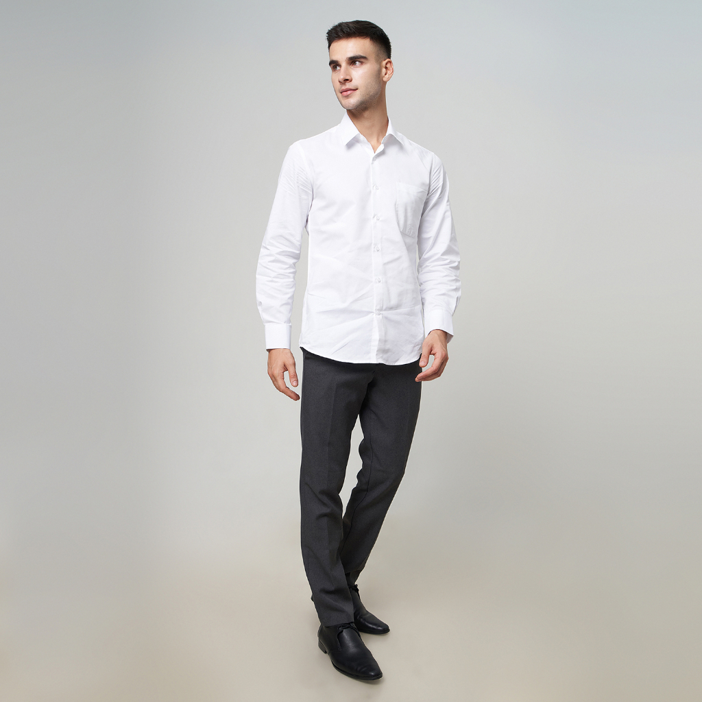 Kemeja Kerja Pria Formal WD &amp; Co. Slim Fit White / Putih Polos Bahan Oxford Lengan Panjang | Hem Pria Ukuran Jumbo Big Size | Kemeja Dalaman Jas