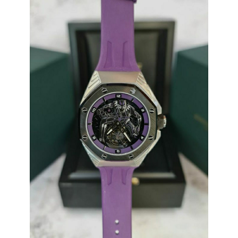 Jam tangan Automatic Swiss AP Black Panther Flying Tourbillon fullset