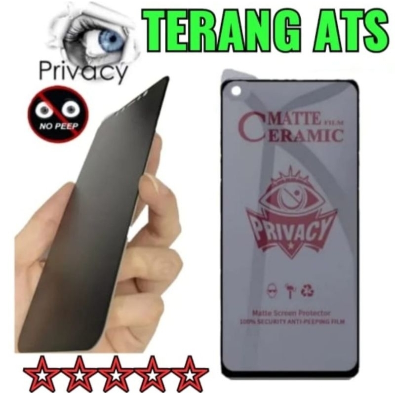 Tempered Glass Anti-Spy Redmi 9 Matte Film Ceramic 100% Security Anti Peeping Film Privacy 100% Security Privacy Protect Our Eyes Anti Blue Ceramic Matte Clear Edge To Edge Glass Shield High QualityS.Y Curve Screen Guard Bening Hitam Anti Spy